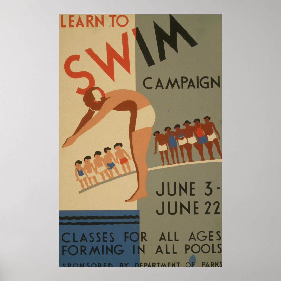 Learn to Swim Campaign Poster | Zazzle