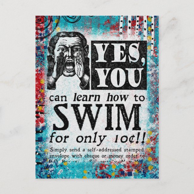 Learn To Swim Postcard - Learn How Vintage Ad