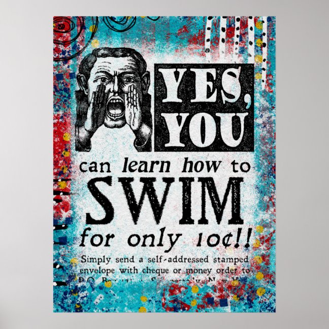 Learn To Swim Poster - Learn How Vintage Ad