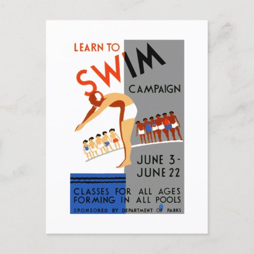 Learn To Swim Postcard