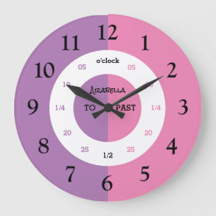 Learn To Tell The Time   Personalized   Name Large Clock