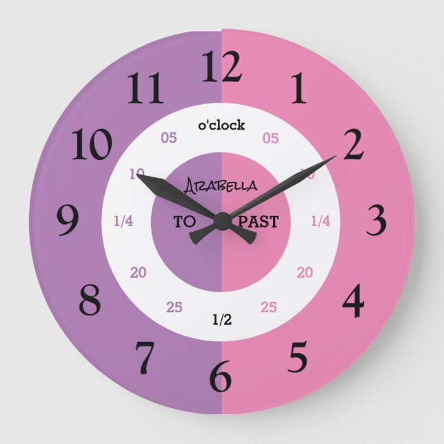 Learn To Tell The Time | Personalized | Name Large Clock (Front)