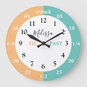 Learn To Tell The Time   Personalized   Name Large Clock