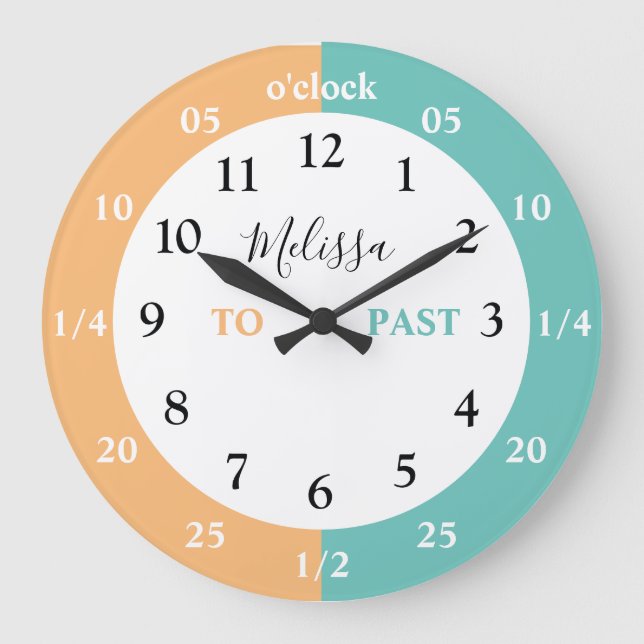 Learn To Tell The Time | Personalized | Name Large Clock (Front)