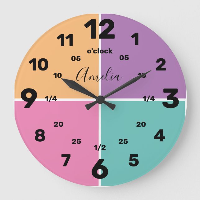 Learn To Tell The Time | Personalized | Name Large Clock (Front)