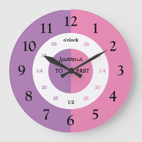 Learn To Tell The Time  Personalized  Name Large Large Clock