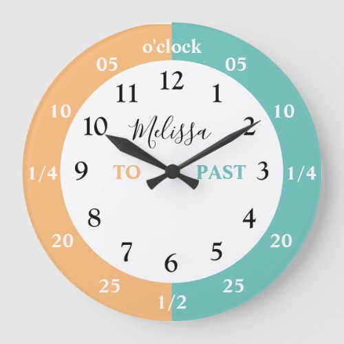 Learn To Tell The Time  Personalized  Name Large Large Clock