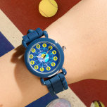 Learn to tell time blue green yellow tennis watch<br><div class="desc">Colorful boys graphic watch color-coded to help assist your child to read a clock. This colorful teaching aid includes minutes and hours and past and to making child's play of telling the time. Clock color-coded in tennis ball yellow green, with shades of blue and white featuring a tennis graphic and...</div>
