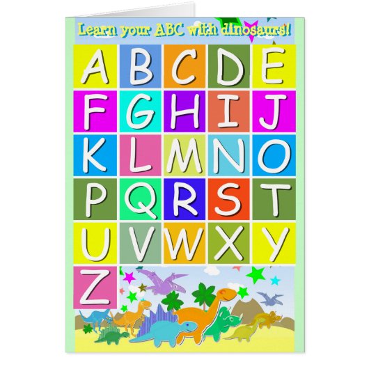 Learn Your ABC With Dinosaurs Letters A-Z Alphabet Cards (Front)
