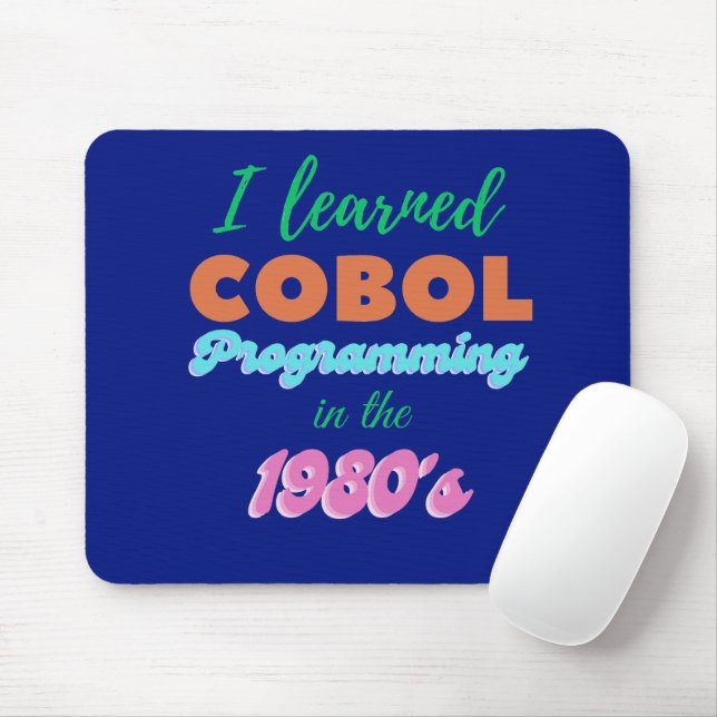 Learned Cobol Programming Language in the 1980s Mouse Pad (With Mouse)