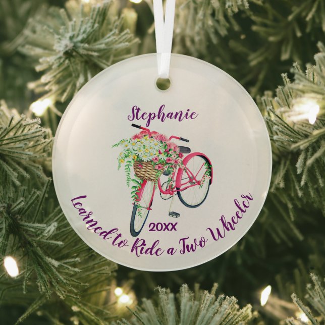 Learned to Ride Bike Keepsake and Year Glass Ornament (Insitu)