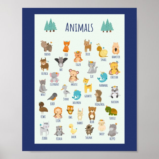 Learning About Animals School Education Learning Poster (Front)