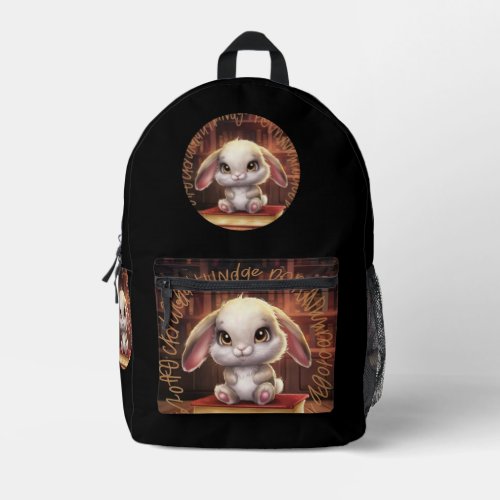 Learning bunny  printed backpack