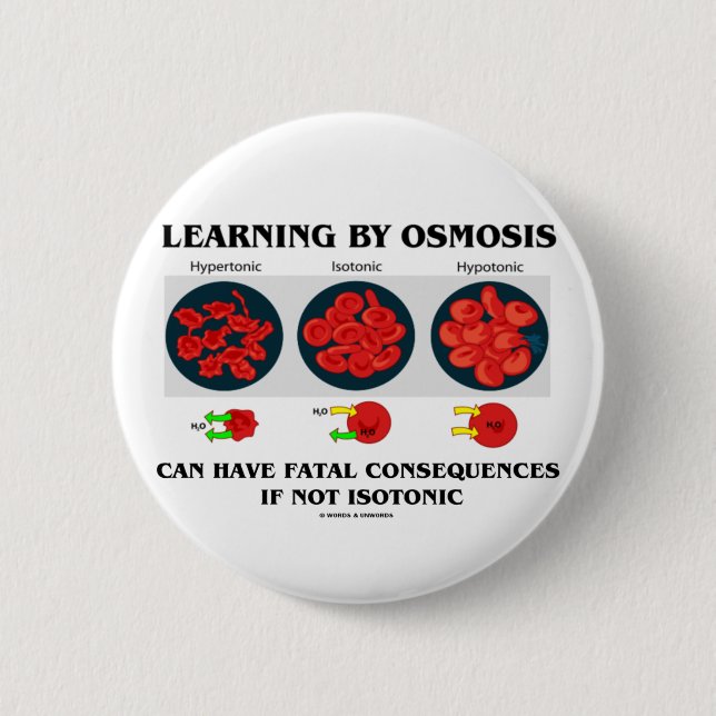 Learning By Osmosis Fatal Consequences (Biology) Pinback Button (Front)