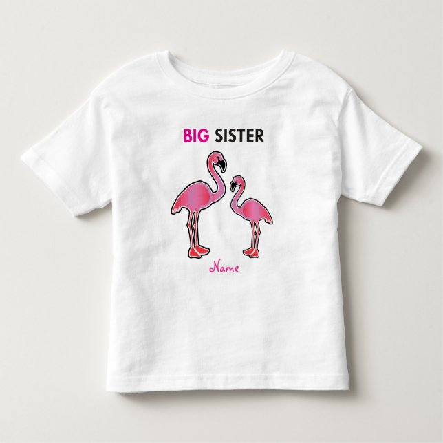 Learning Candy Big Sister Flamingo Personalized Toddler T-shirt (Front)