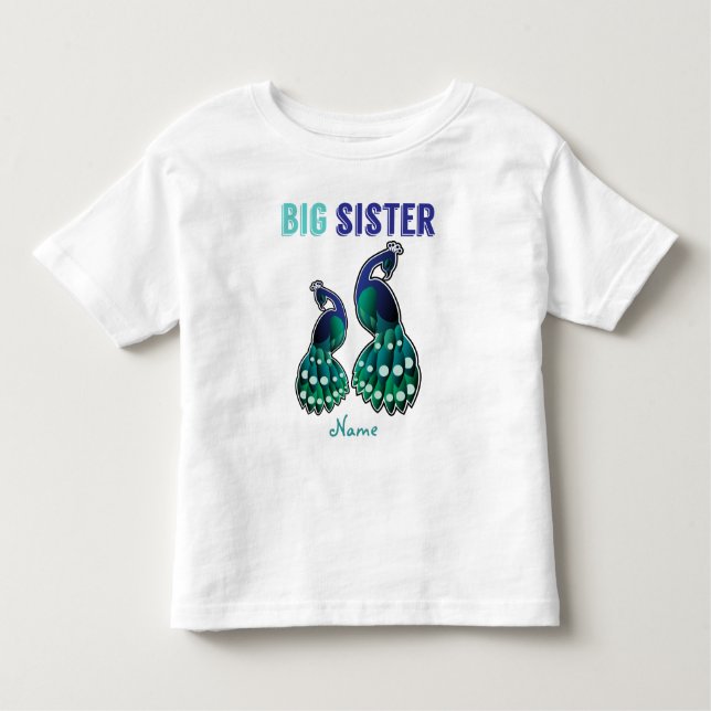Learning Candy Big Sister Peacock Personalized Toddler T-shirt (Front)