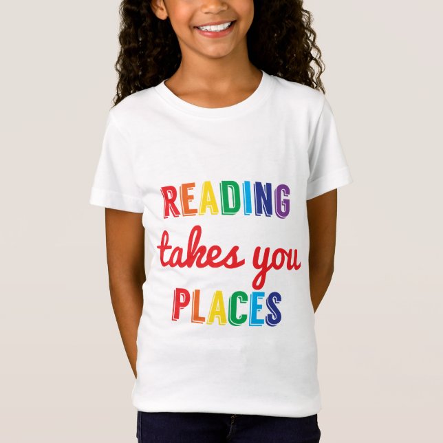 Learning Candy Reading Takes You Places Motivation T-Shirt (Front)