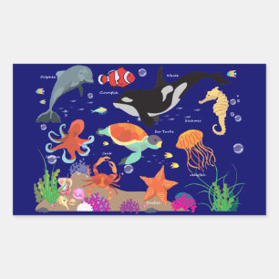 Learning Candy Under The Sea, Marine World Rectangular Sticker