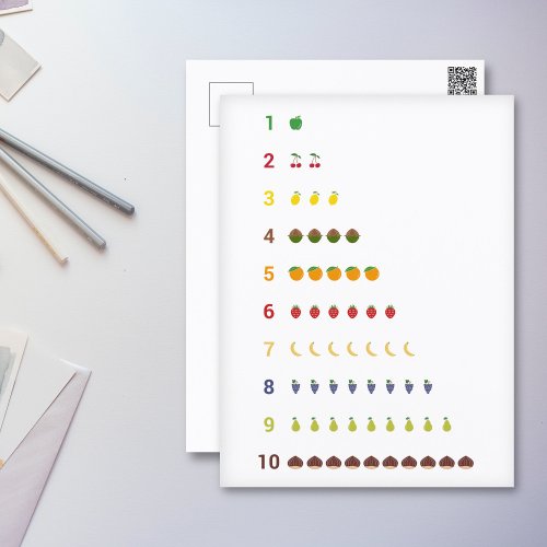 Learning Count to 10 with fruits Postcard