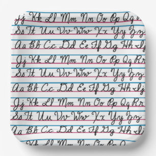 Learning Cursive Script Handwriting Back to School Paper Plates