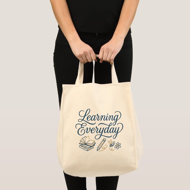 Learning Everyday Inspirational Hand-Drawn  Tote Bag (Front (Product))