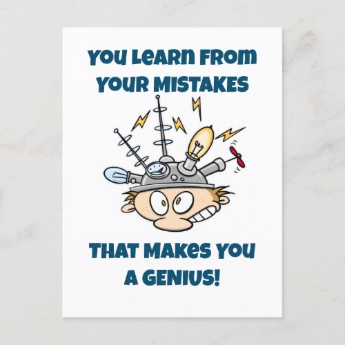 Learning From Mistakes Makes You A Genius Cartoon Postcard