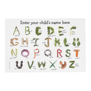 Learning Fruits and Vegetables Food Alphabet  Placemat