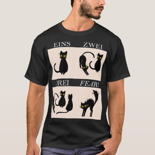 Learning German Fear Eins Zwei Drei Cat FEAR dark  T_Shirt