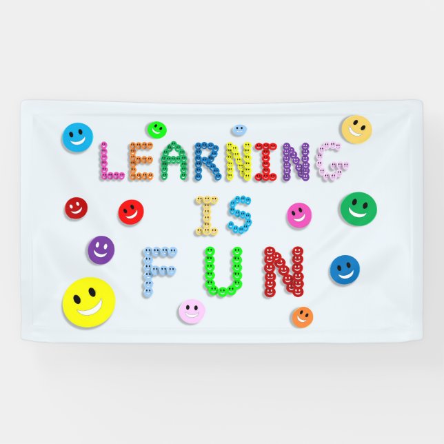 Learning is Fun Smiley Faces  Banner (Horizontal)