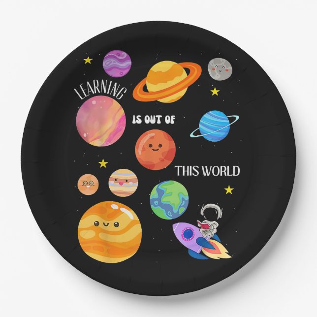 Learning Is Out Of This World Outer Space Science  Paper Plates (Front)