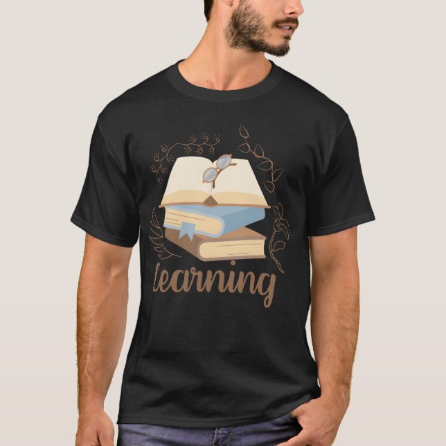 Learning tet with stack of books and eyeglasses vi T-Shirt (Front)