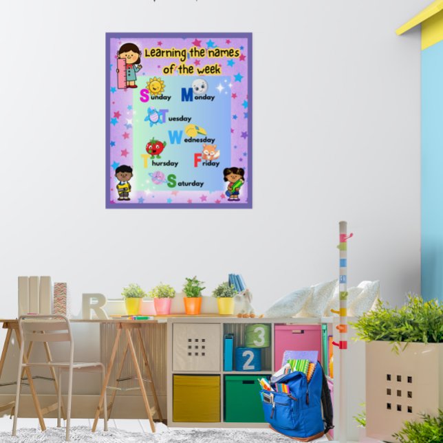 Learning the Days of the Week Colorful Poster (Image does not depict actual size.)