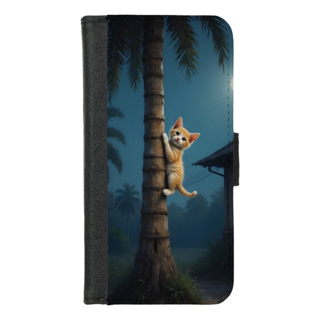 Learning to Climb – Cute Cat Moment iPhone Wallet Case (Front)