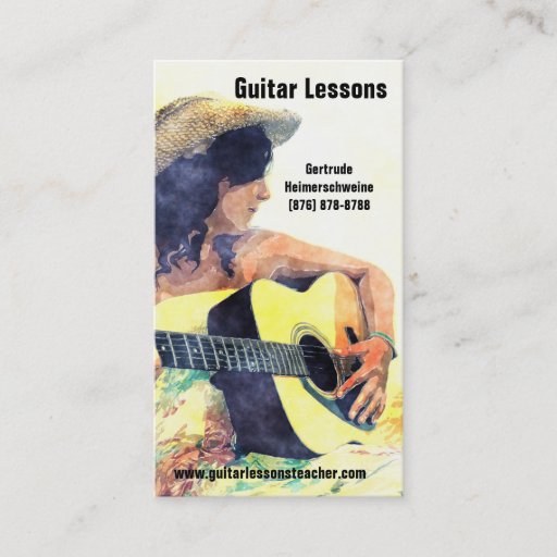 Customizable Learning to Play -Acoustic Guitar  Music Lessons Business Card