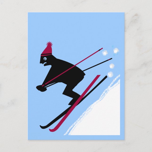 Learning to ski postcard (Front)