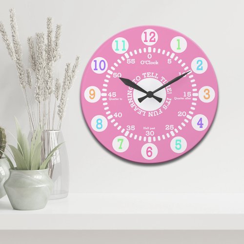 Learning to Tell Time Pink Large Clock