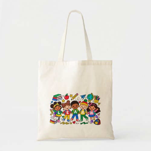 Learning Together Kids School Design Tote Bag