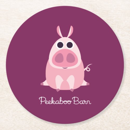 Leary the Pig Round Paper Coaster