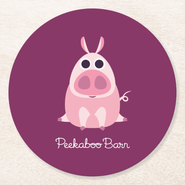 Leary the Pig Round Paper Coaster (Front)