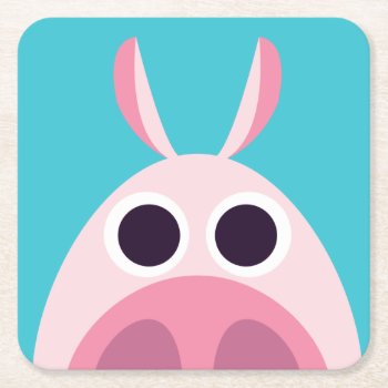 Leary The Pig Square Paper Coaster by peekaboobarn at Zazzle
