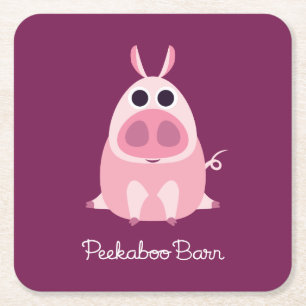 Leary the Pig Square Paper Coaster