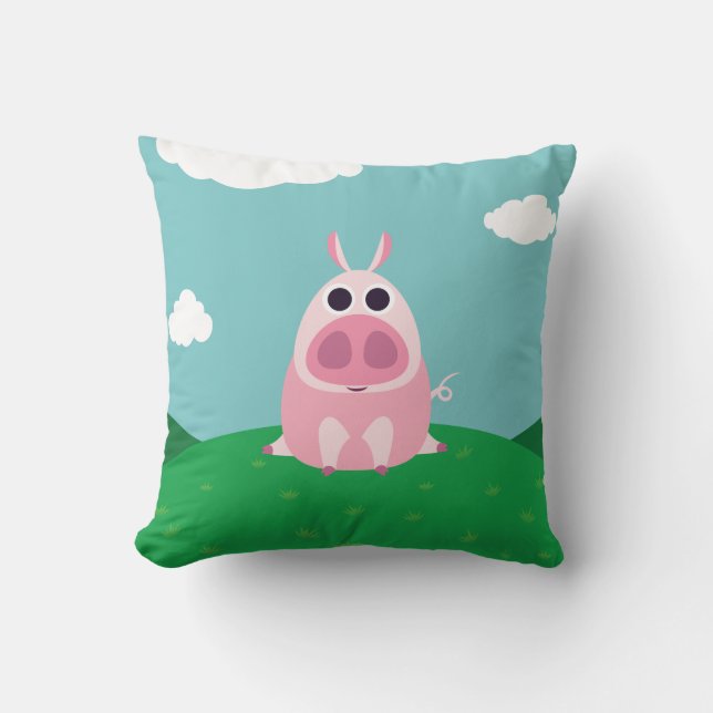 Leary the Pig Throw Pillow (Front)