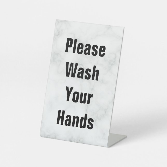 lease Wash Your Hands Sign for Bathroom Counter (Front)