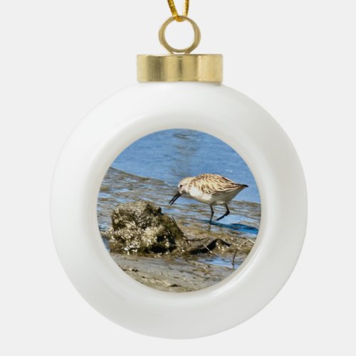 Least Sandpiper Ceramic Ball Christmas Ornament