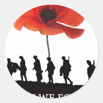 Least We Forget Soldiers Marching Classic Round Sticker by Bubbleprint at Zazzle