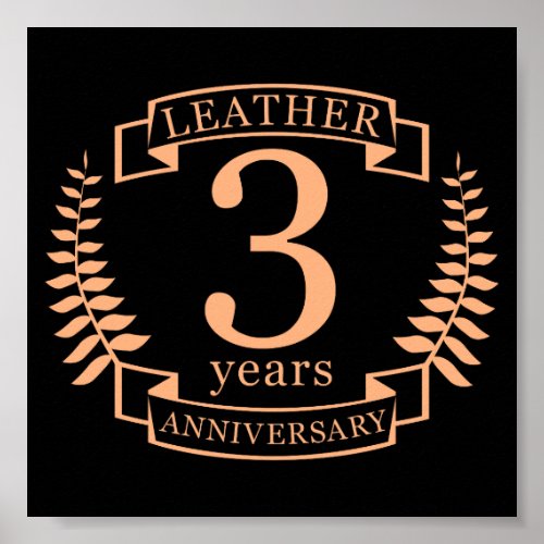 Leather 3 years wedding anniversary poster