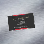 Leather Accent (red) | Chic, Luxe Business Card Magnet (In Situ)