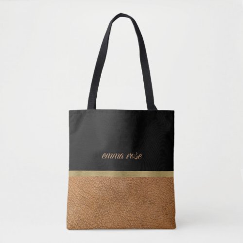 Leather and Black Tote Bag