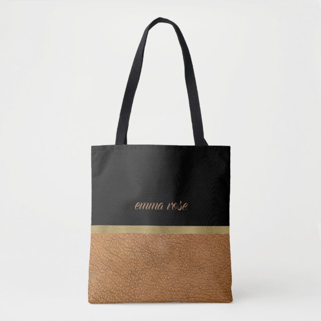 Leather and Black Tote Bag (Front)