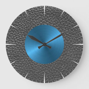 Leather and Blue Steel Print Large Clock